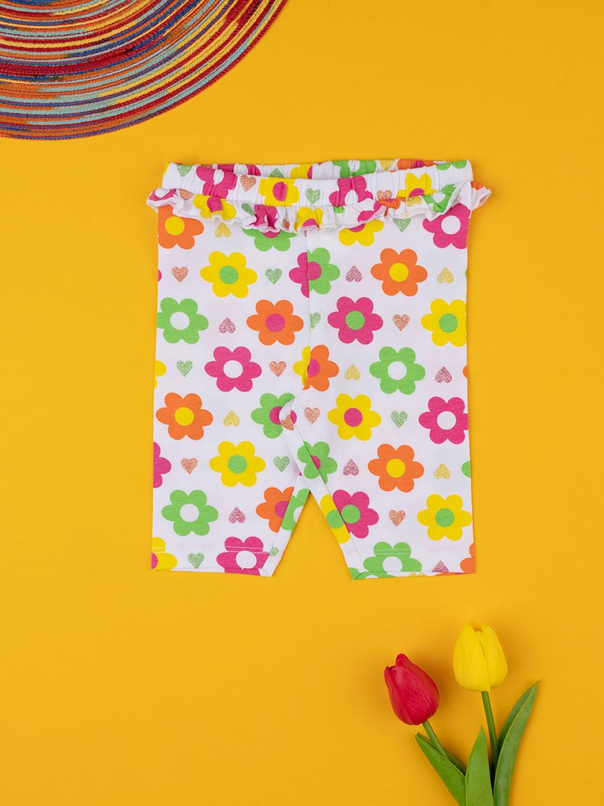 βρεφικό κολάν 3/4 λευκό φλοράλ για κορίτσι - Prénatal