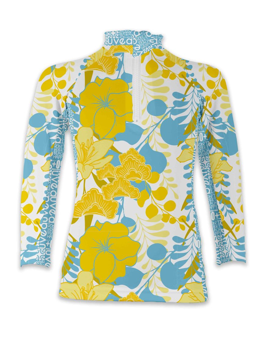 Uvea biarritz παιδική uv μακρυμάνικη μπλούζα aloha yellow upf 50+ για κορίτσι - UVEA