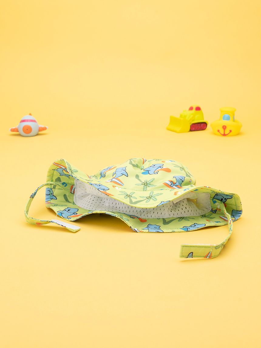 βρεφικό καπέλο θαλάσσης πράσινο με καρχαρίες για αγόρι - Prénatal