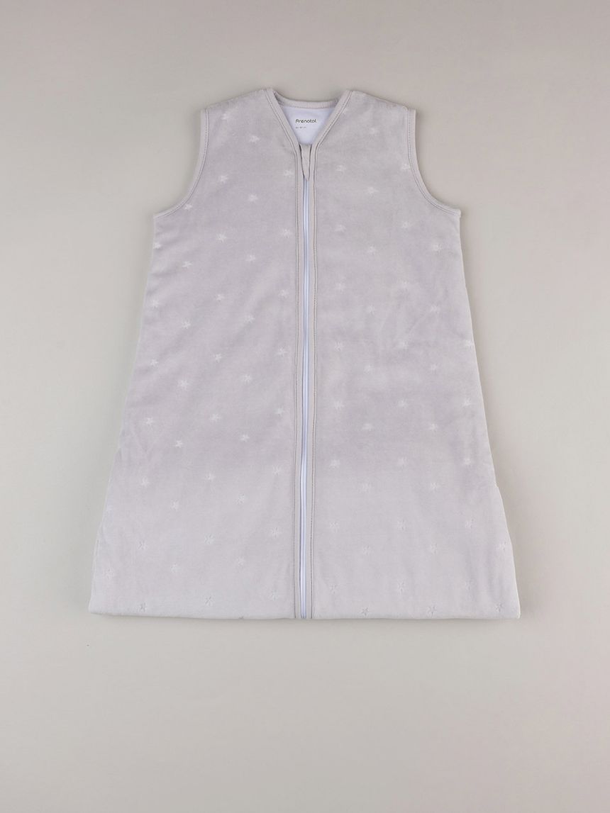 βρεφικός σενίλ αμάνικος χειμερινός υπνόσακος γκρι με αστεράκια 3.0 tog unisex - Prénatal
