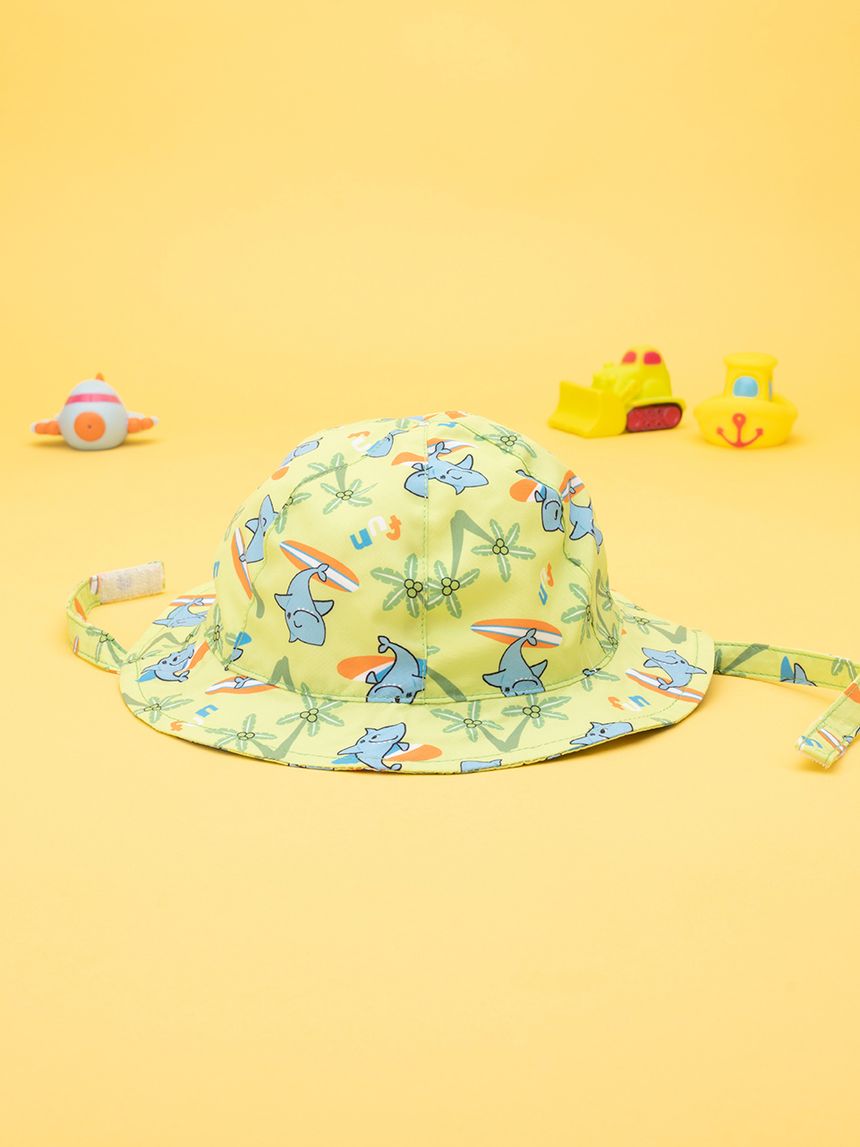 βρεφικό καπέλο θαλάσσης πράσινο με καρχαρίες για αγόρι - Prénatal