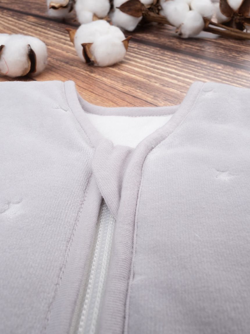 βρεφικός σενίλ αμάνικος χειμερινός υπνόσακος γκρι με αστεράκια 3.0 tog unisex - Prénatal