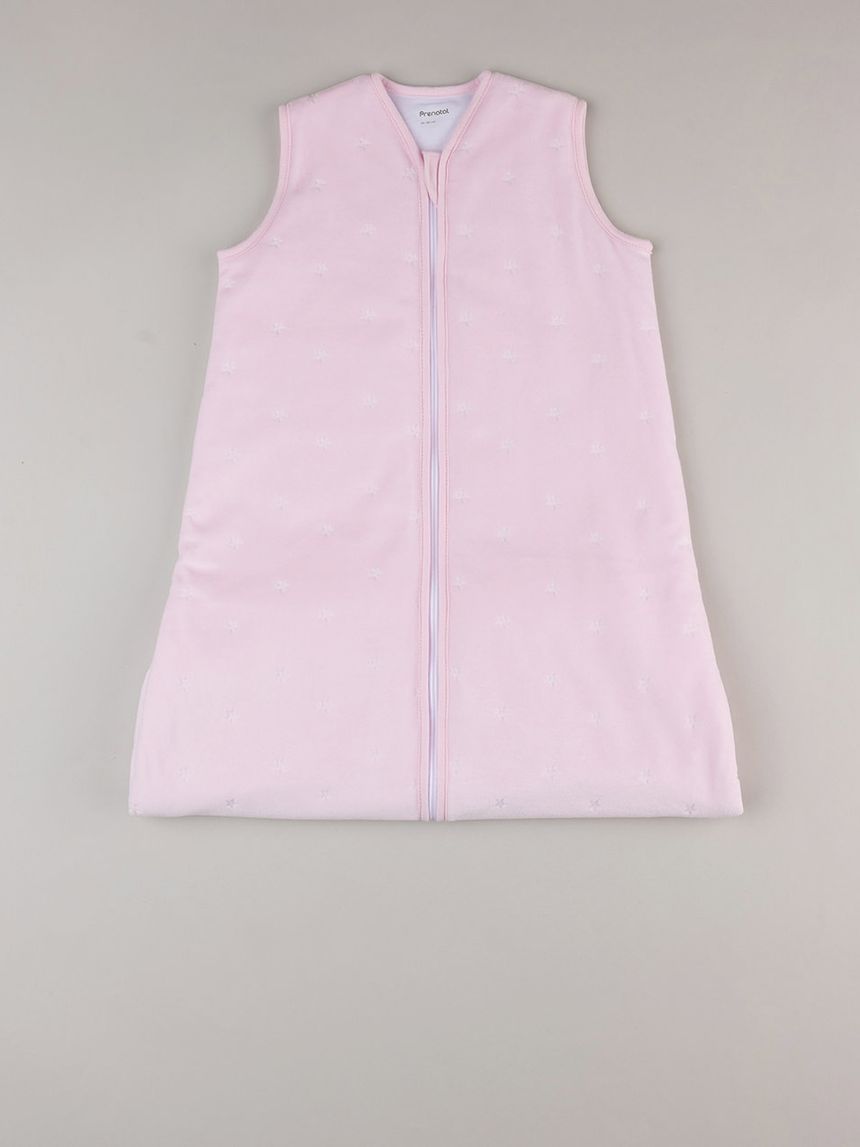 βρεφικός σενίλ αμάνικος χειμερινός υπνόσακος ροζ με αστεράκια 3.0 tog για κορίτσι - Prénatal