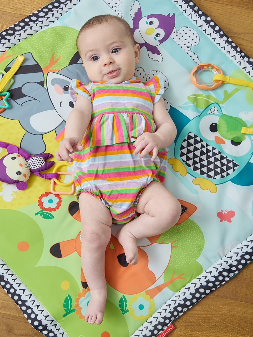 βρεφικό κοντό φορμάκι πολύχρωμο ριγέ για κορίτσι - Prénatal