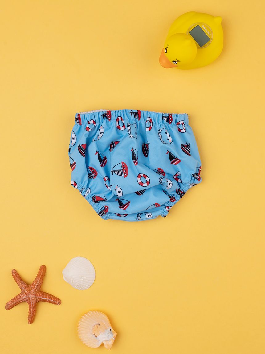 βρεφικό μαγιό πάνα γαλάζιο με καραβάκια για αγόρι - Prénatal