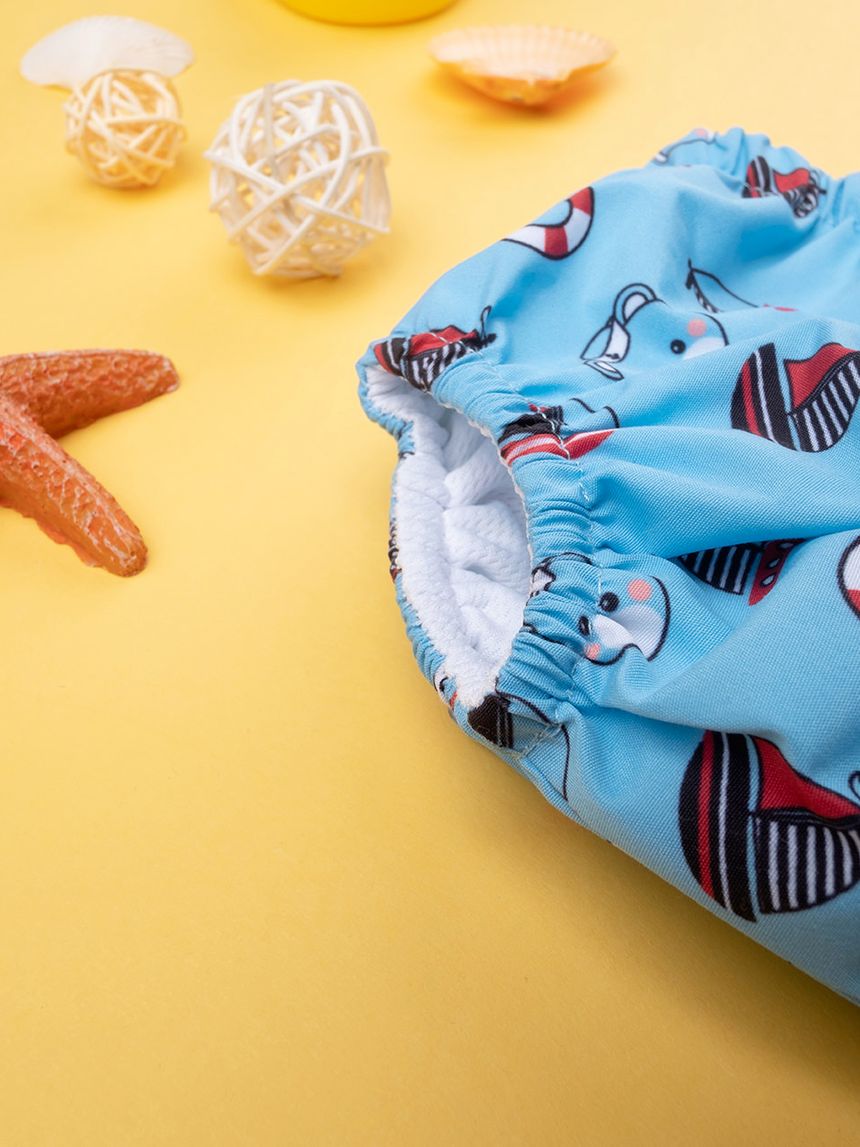 βρεφικό μαγιό πάνα γαλάζιο με καραβάκια για αγόρι - Prénatal