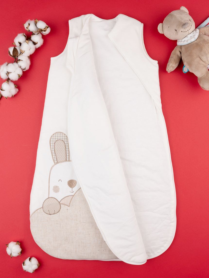 βρεφικός αμάνικος χειμερινός υπνόσακος λευκός με λαγουδάκια 3.5 tog unisex - Prénatal