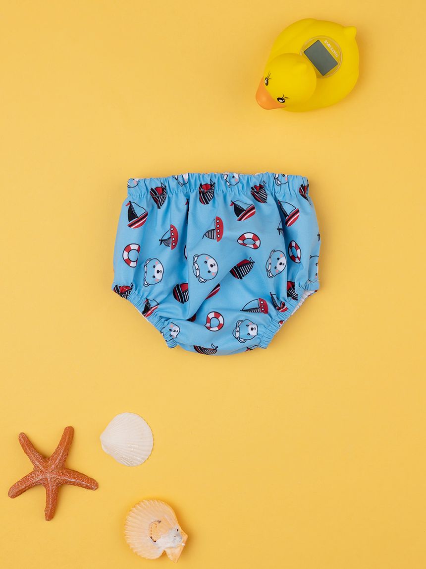 βρεφικό μαγιό πάνα γαλάζιο με καραβάκια για αγόρι - Prénatal