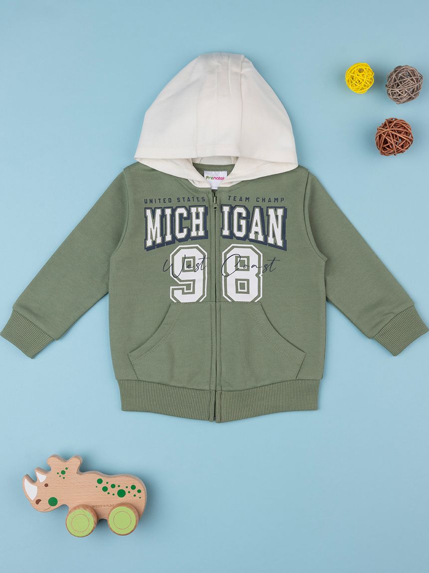 βρεφική ζακέτα φούτερ χακί michigan για αγόρι - Prénatal