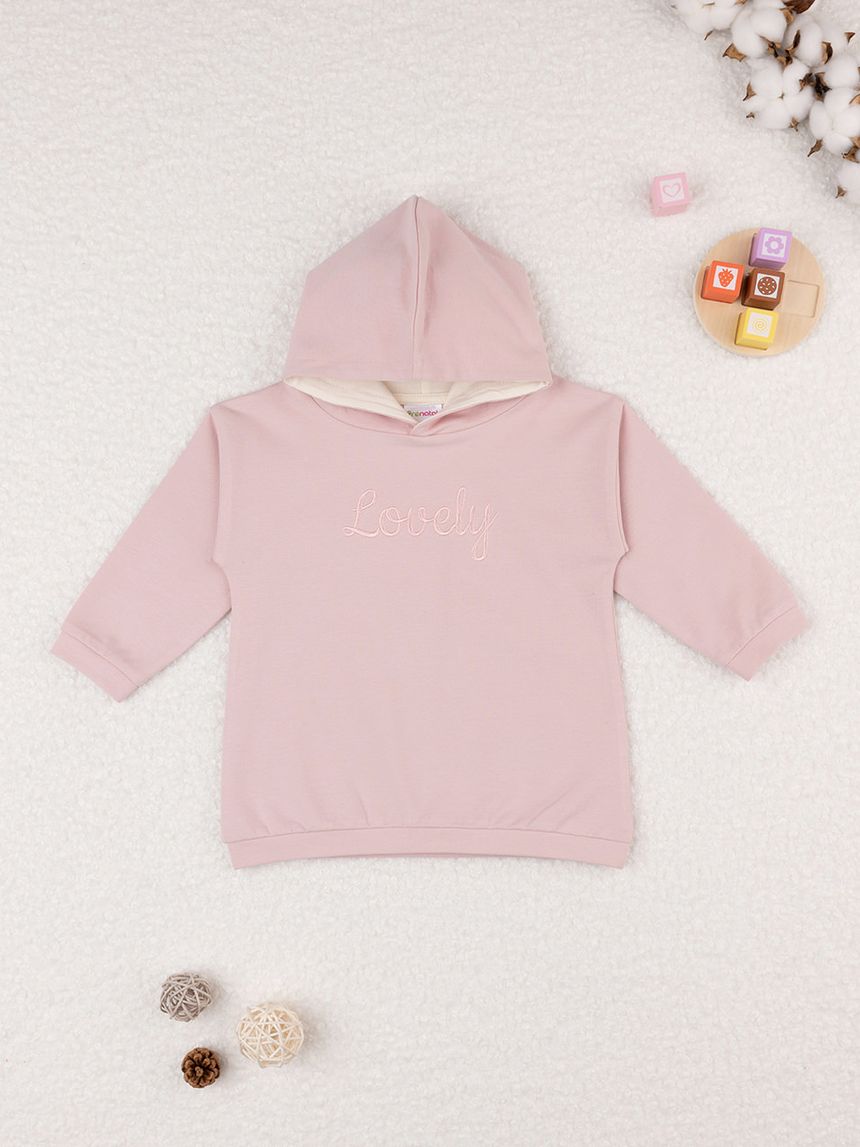 βρεφική μπλούζα φούτερ ροζ lovely για κορίτσι - Prénatal