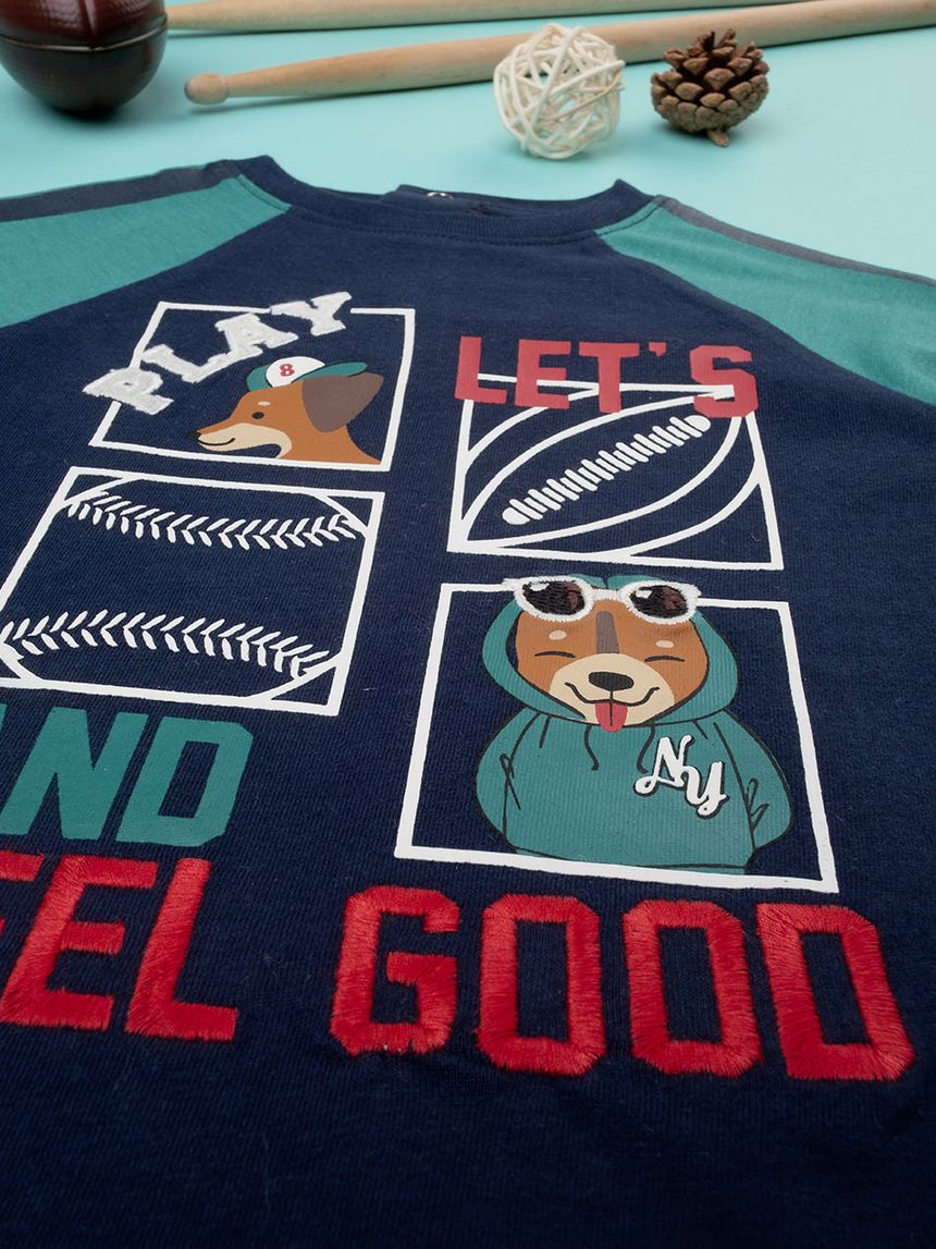 βρεφική μπλούζα μπλε let's play για αγόρι - Prénatal