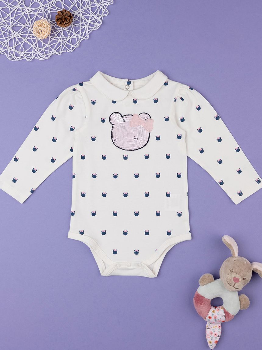 βρεφικό κορμάκι λευκό teddy για κορίτσι - Prénatal