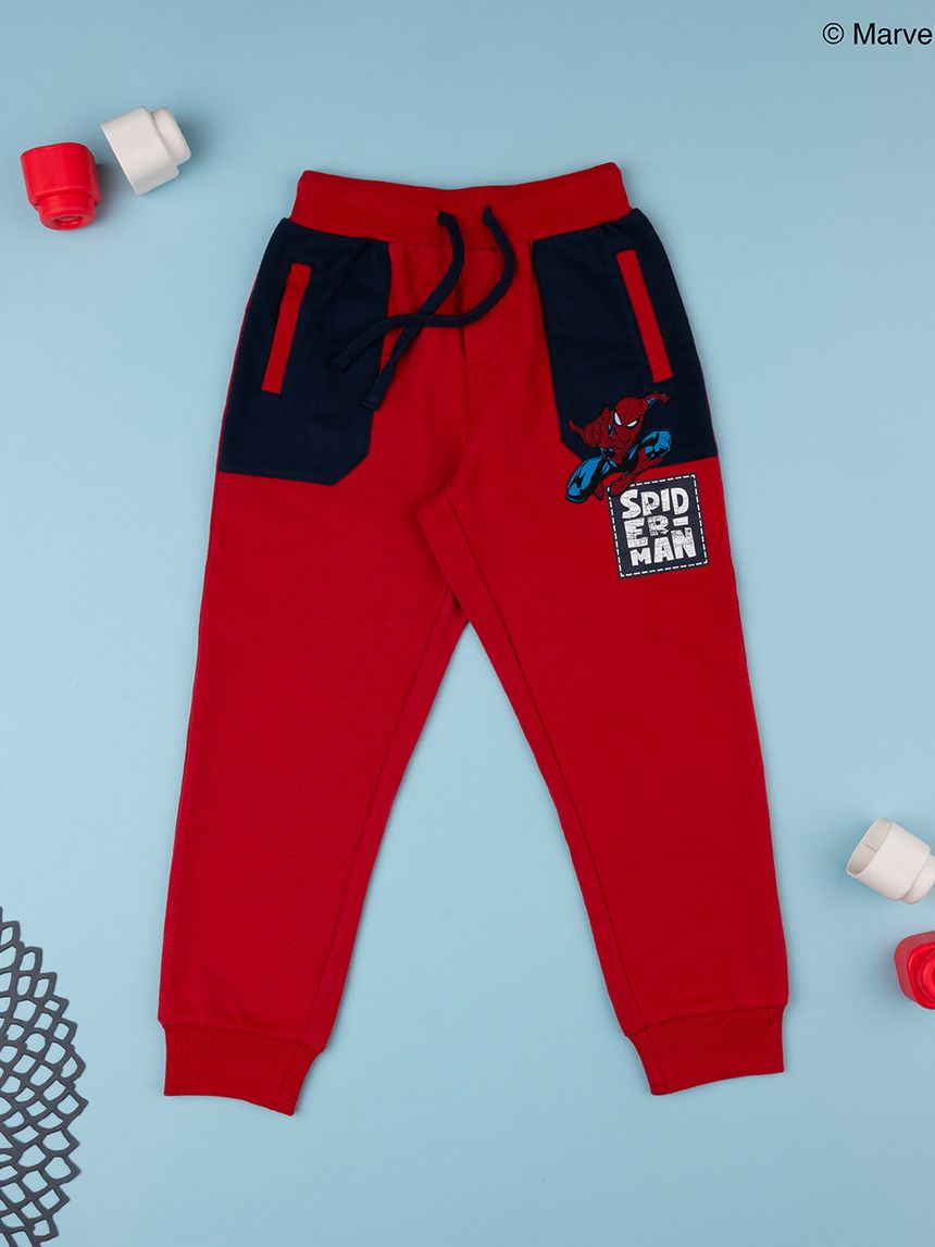 παιδικό παντελόνι φόρμας κόκκινο με το spiderman για αγόρι - Prénatal