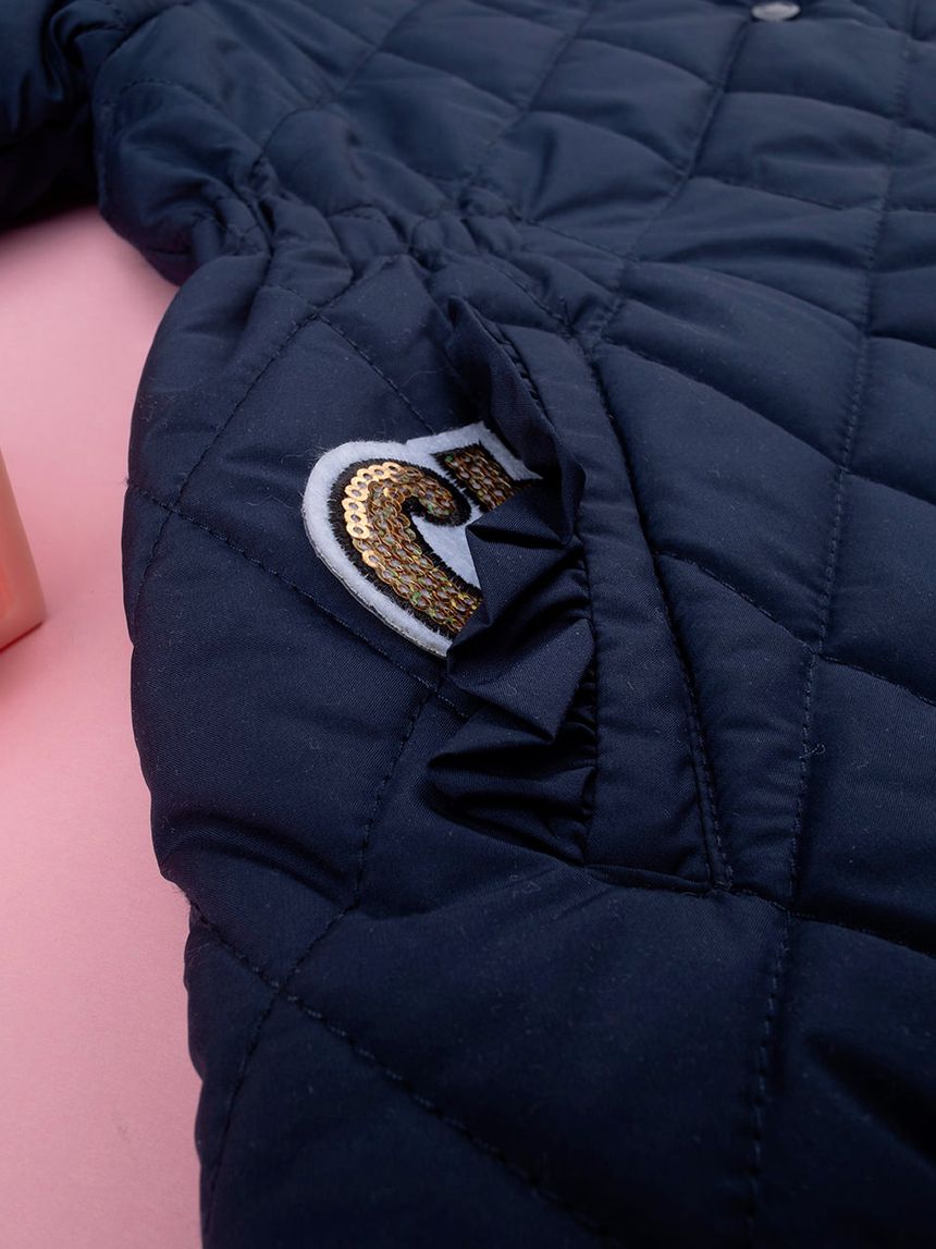 παιδικό μπουφάν καπιτονέ μπλε για κορίτσι - Prénatal