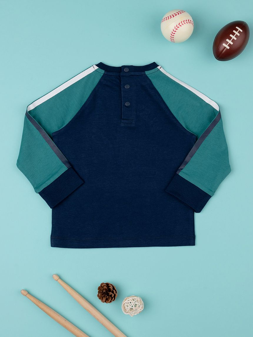 βρεφική μπλούζα μπλε let's play για αγόρι - Prénatal