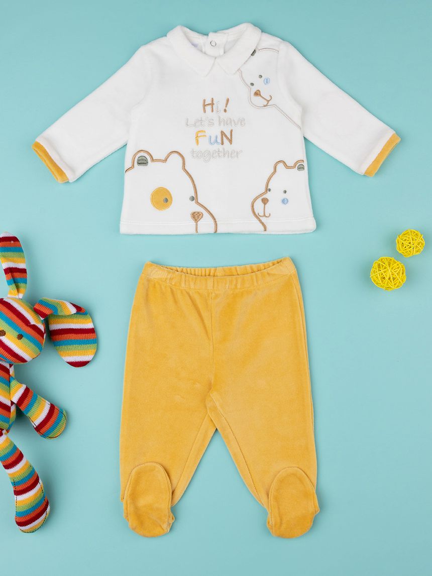 βρεφικό σετ σενίλ μπλούζα και γκέτα fun για αγόρι - Prénatal