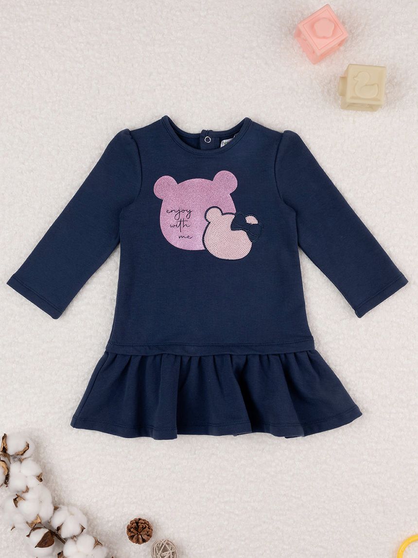 βρεφικό φόρεμα μπλε teddy για κορίτσι - Prénatal