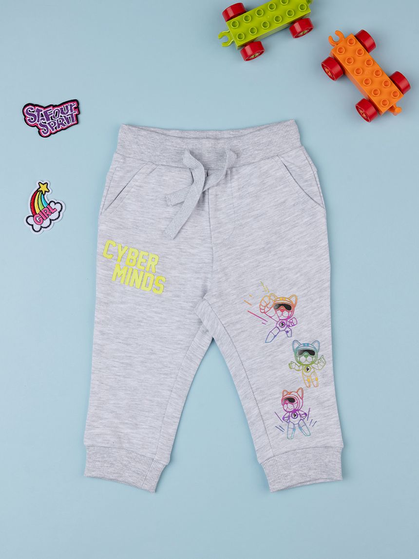 βρεφικό παντελόνι φόρμας γκρι με ρομποτάκια για αγόρι - Prénatal