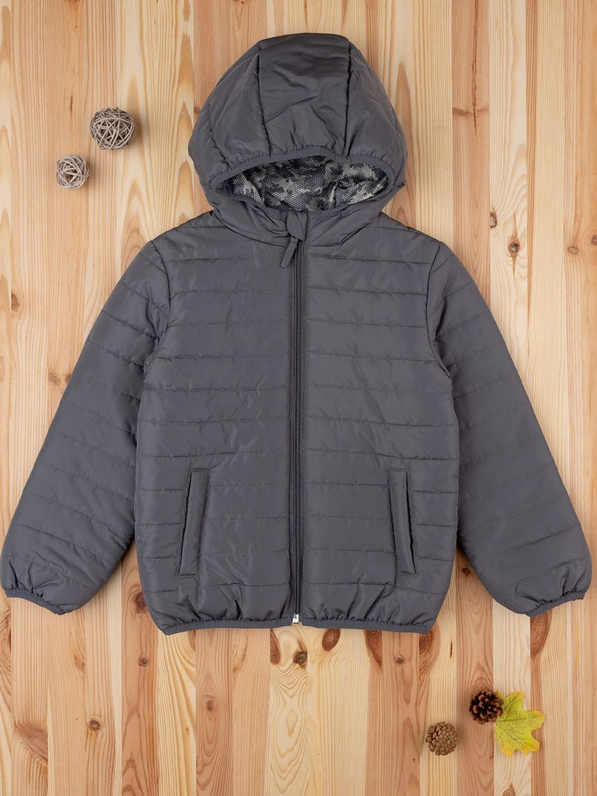 παιδικό μπουφάν φουσκωτό γκρι για αγόρι - Prénatal