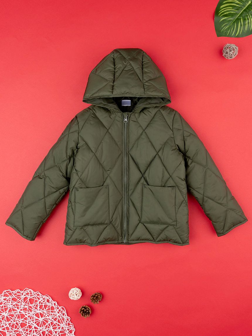 παιδικό μπουφάν καπιτονέ χακί για αγόρι - Prénatal