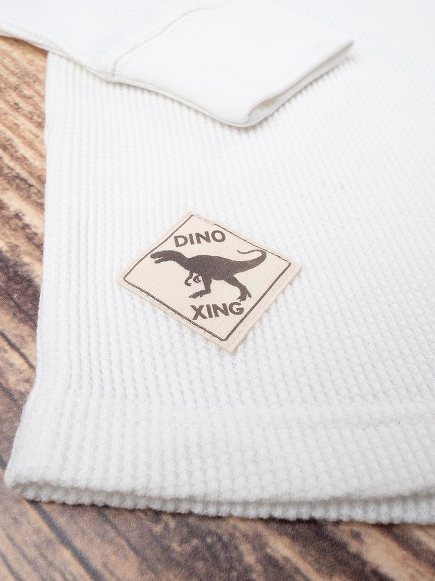 παιδική μπλούζα φούτερ γκοφρέ λευκή outdoor για αγόρι - Prénatal