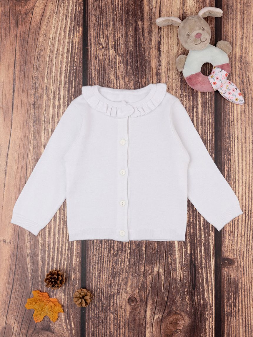 βρεφική πλεκτή ζακέτα λευκή για κορίτσι - Prénatal