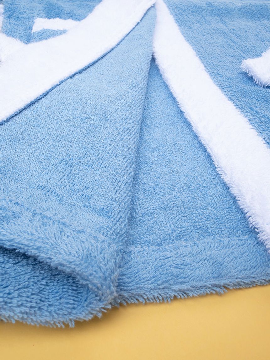 παιδικό μπουρνούζι μπλε με κουκούλα για αγόρι - Prénatal