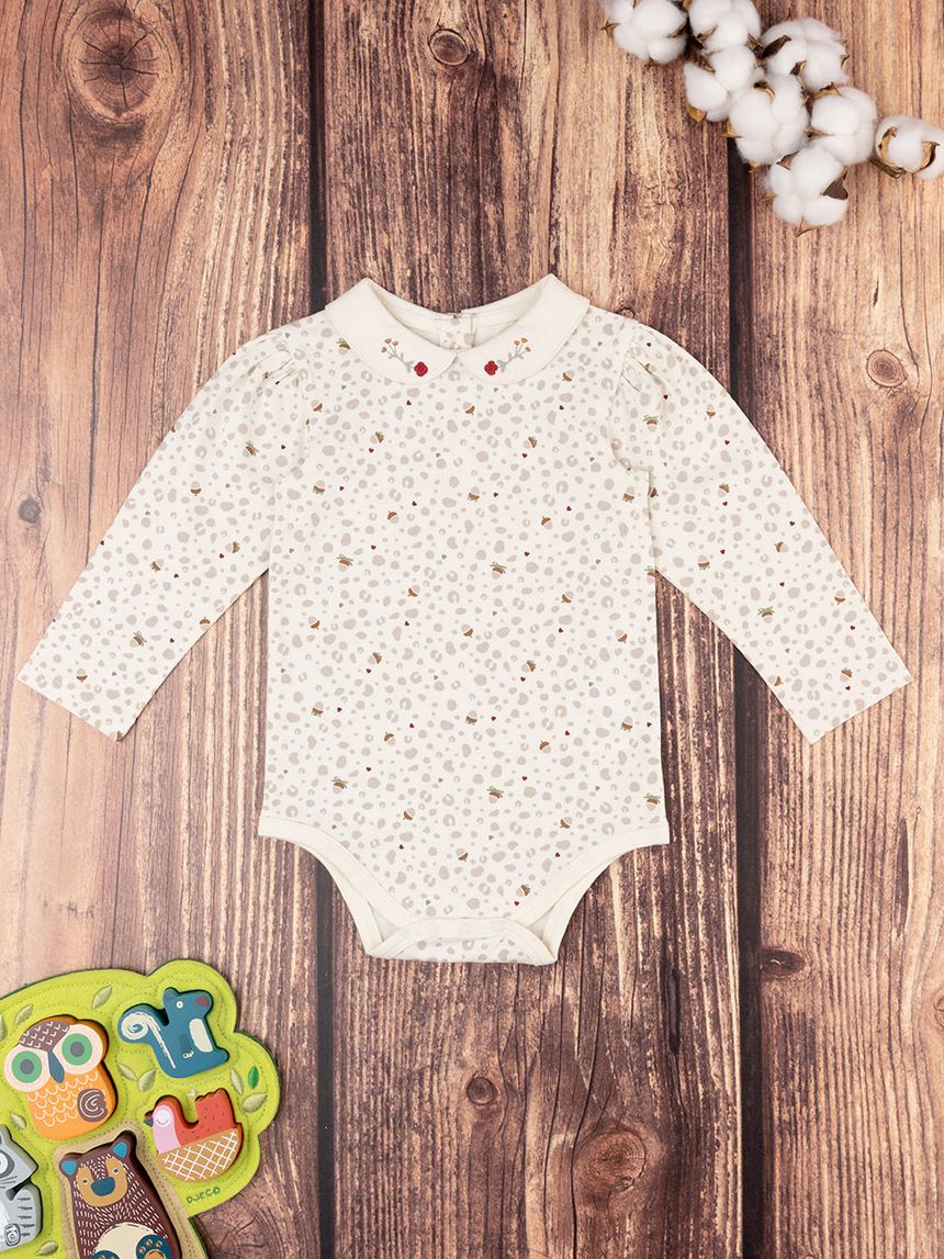 βρεφικό κορμάκι κρεμ animal print για κορίτσι - Prénatal