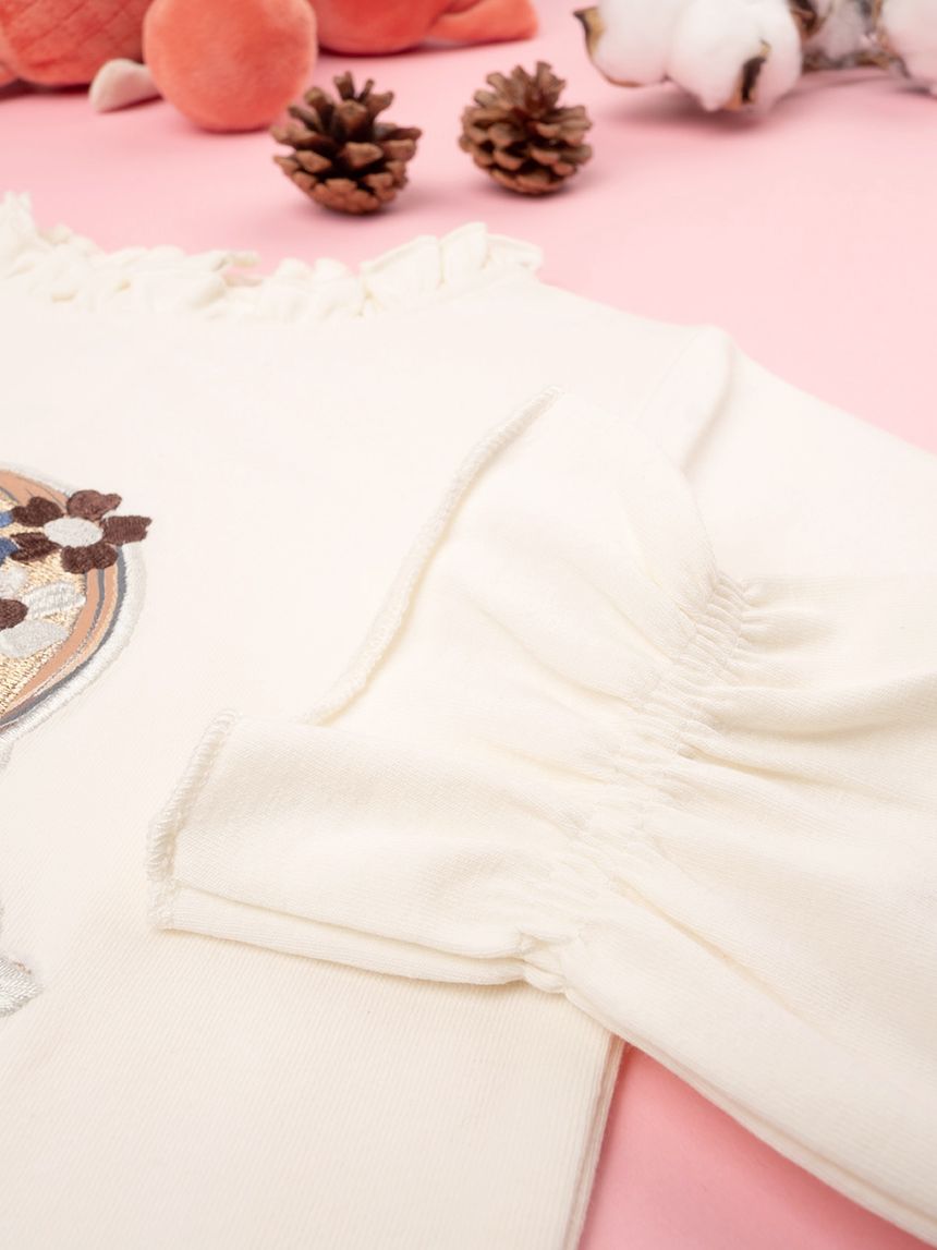 βρεφική μπλούζα κρεμ central park για κορίτσι - Prénatal