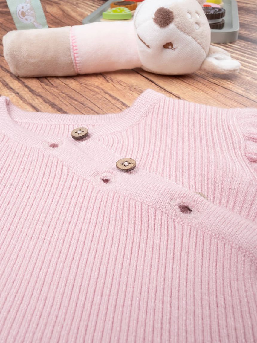 βρεφικό πλεκτό φορμάκι ροζ παστέλ για κορίτσι - Prénatal