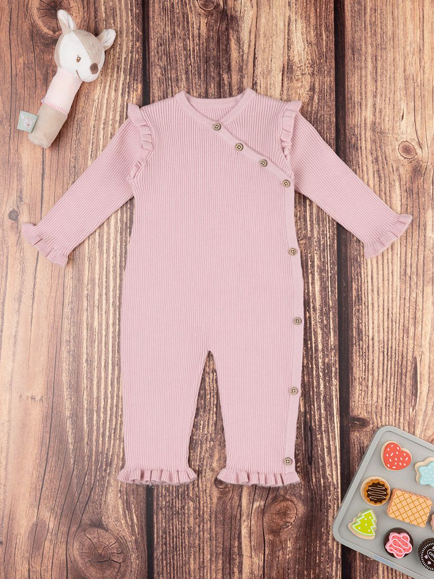 βρεφικό πλεκτό φορμάκι ροζ παστέλ για κορίτσι - Prénatal