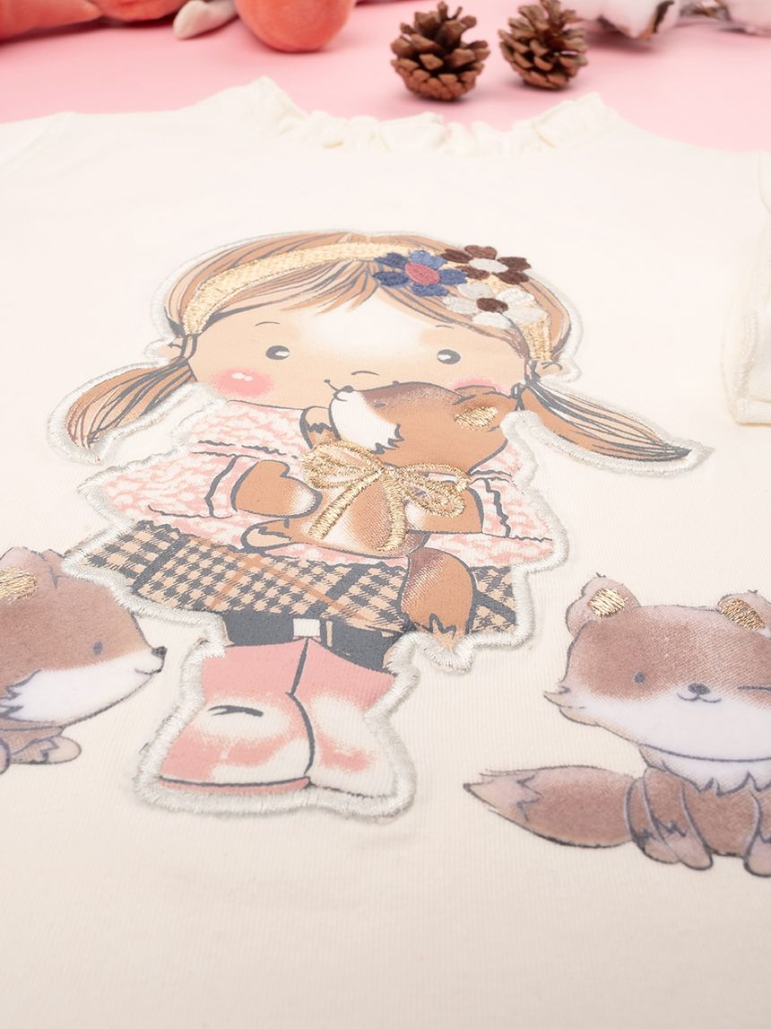 βρεφική μπλούζα κρεμ central park για κορίτσι - Prénatal