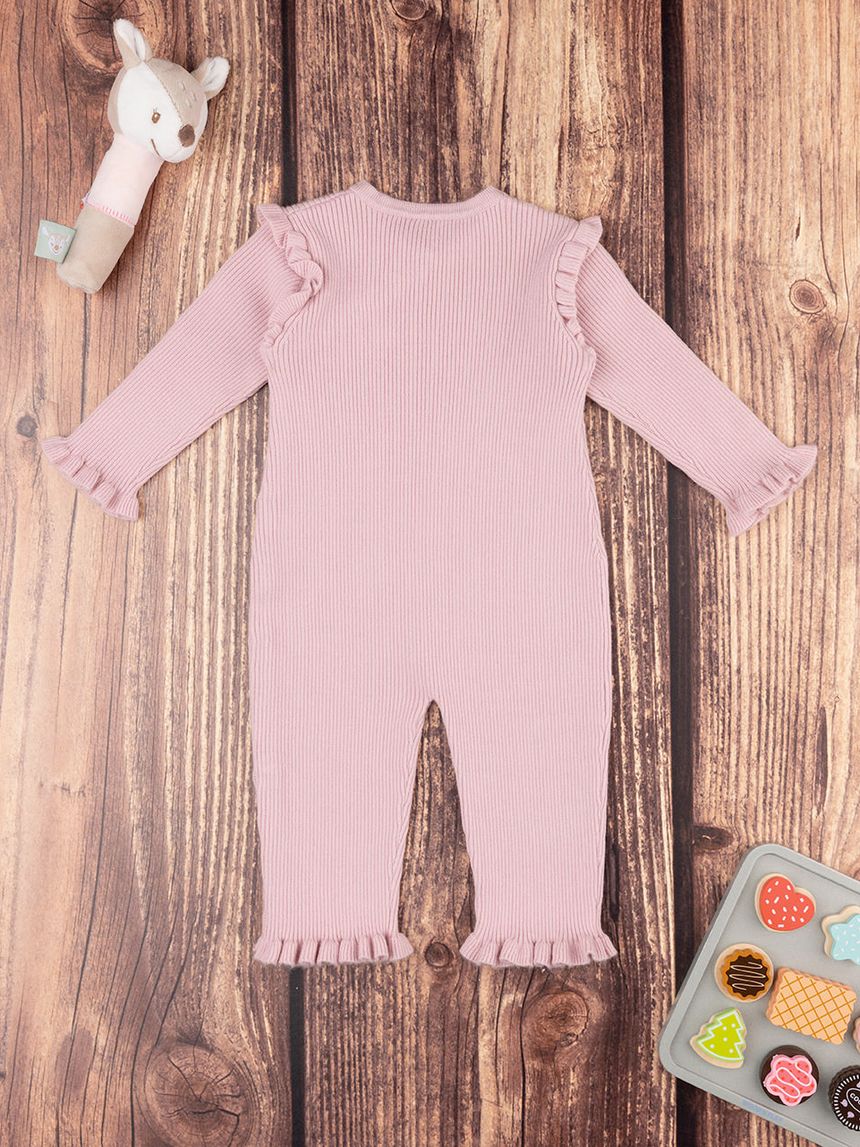 βρεφικό πλεκτό φορμάκι ροζ παστέλ για κορίτσι - Prénatal