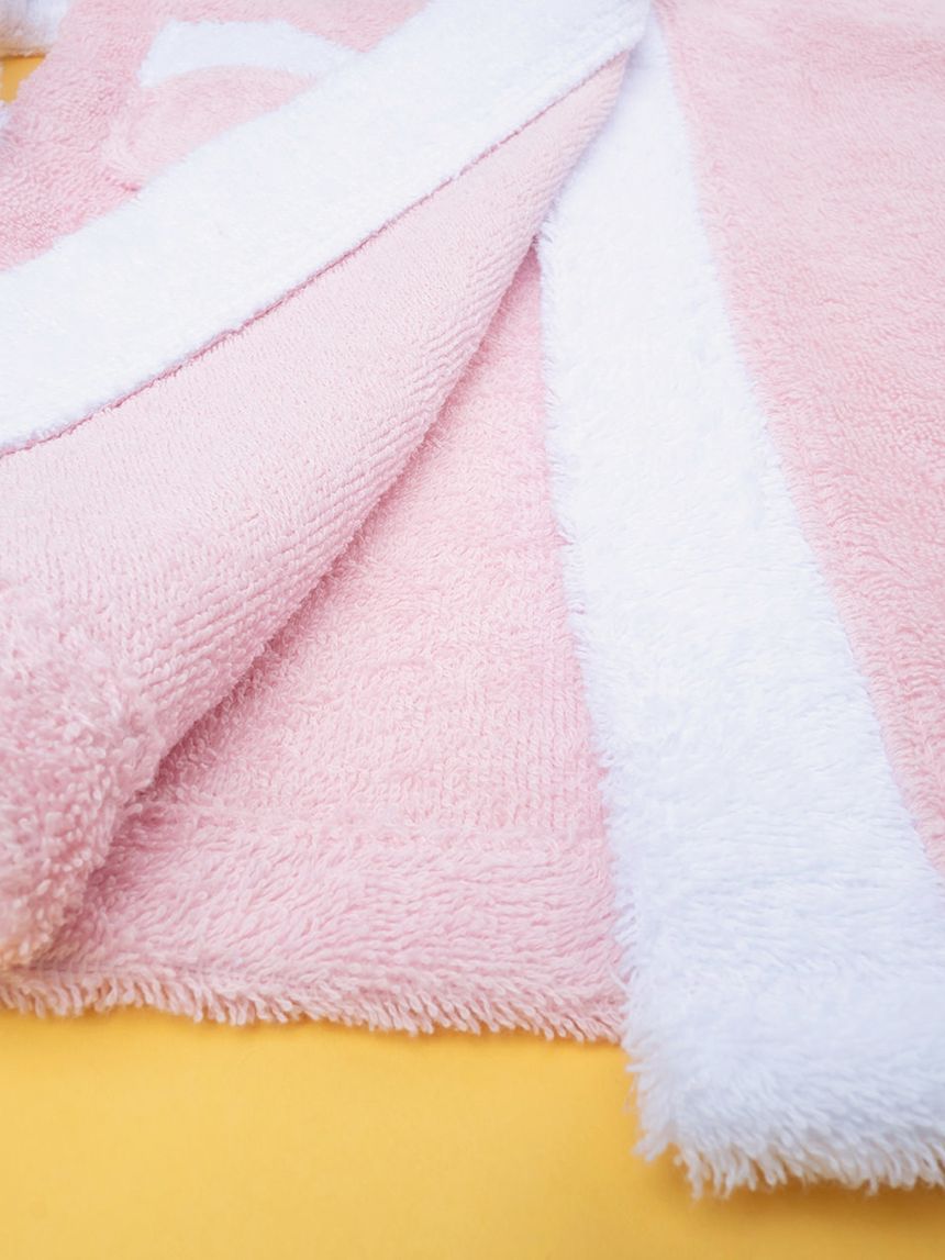 παιδικό μπουρνούζι ροζ με κουκούλα για κορίτσι - Prénatal