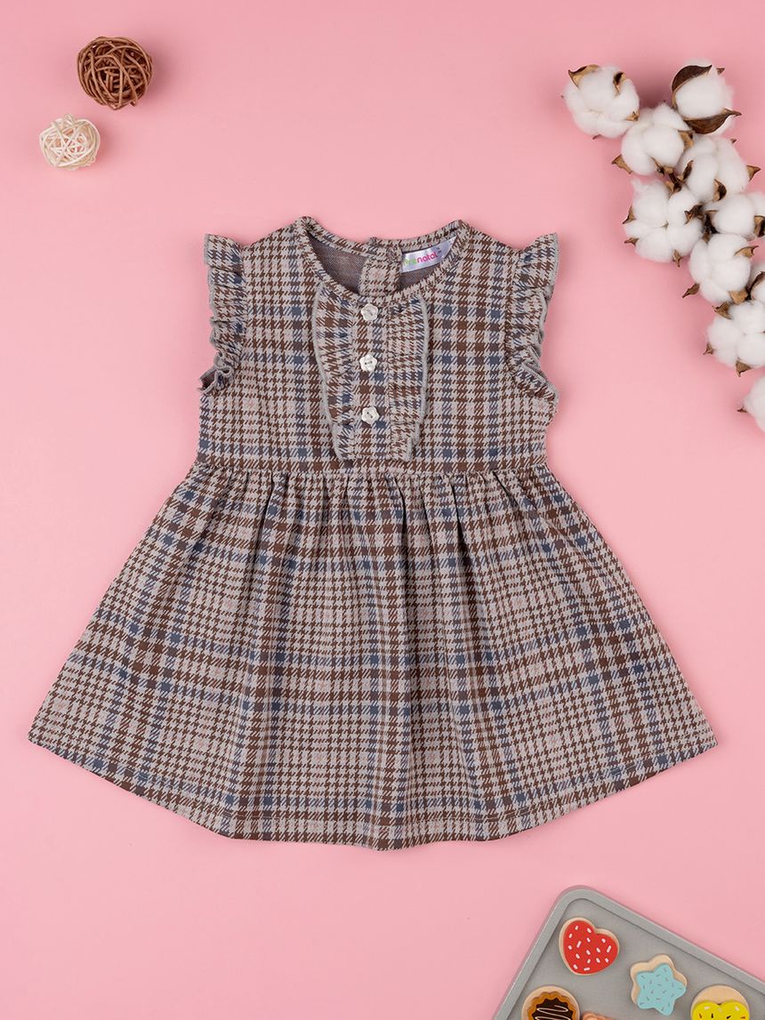 βρεφικό φόρεμα καρό καφέ για κορίτσι - Prénatal