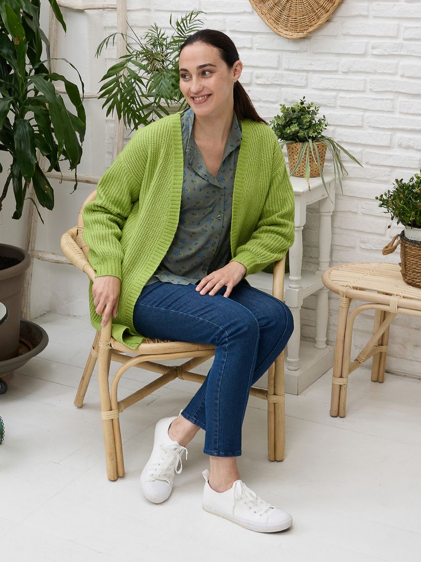 γυναικεία ζακέτα πλεκτή εγκυμοσύνης/θηλασμού πράσινη oversized - Prénatal