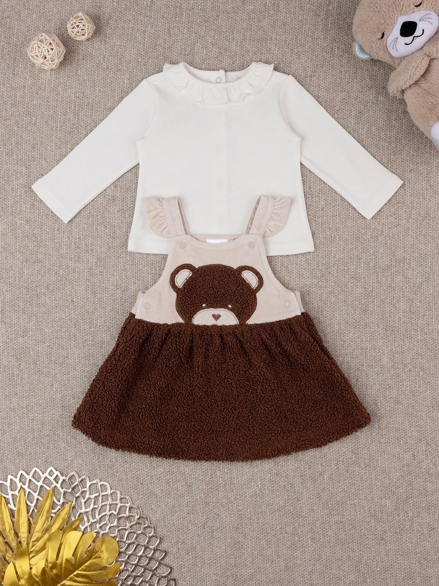 βρεφικό σετ μπλούζα και φόρεμα teddy για κορίτσι - Prénatal