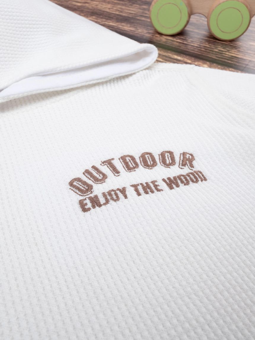 παιδική μπλούζα φούτερ γκοφρέ λευκή outdoor για αγόρι - Prénatal