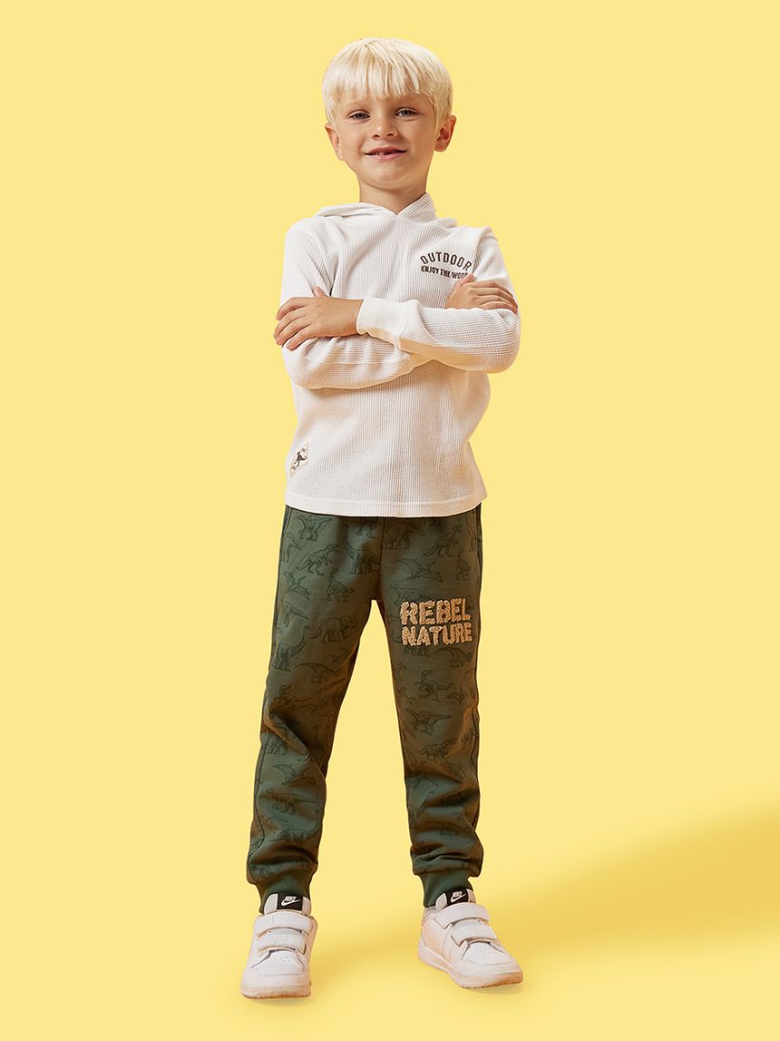 παιδική μπλούζα φούτερ γκοφρέ λευκή outdoor για αγόρι - Prénatal