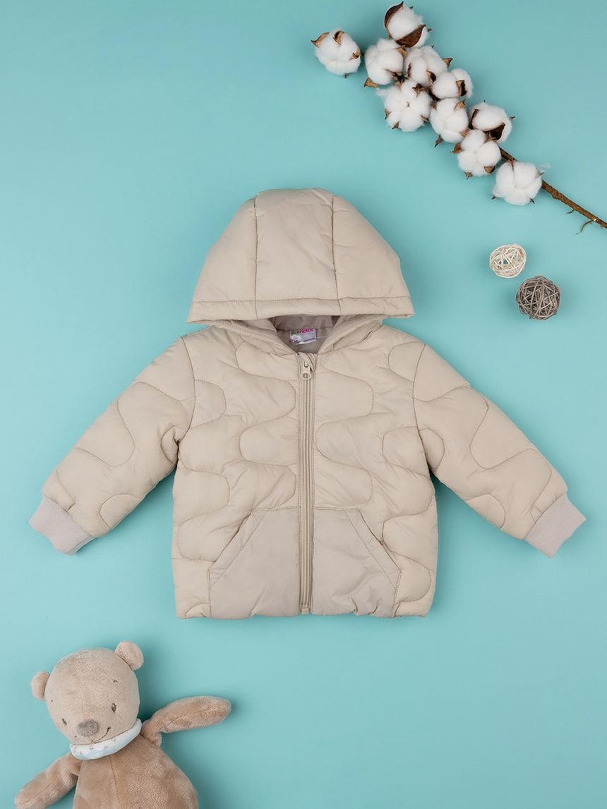 βρεφικό μπουφάν καπιτονέ μπεζ για αγόρι - Prénatal