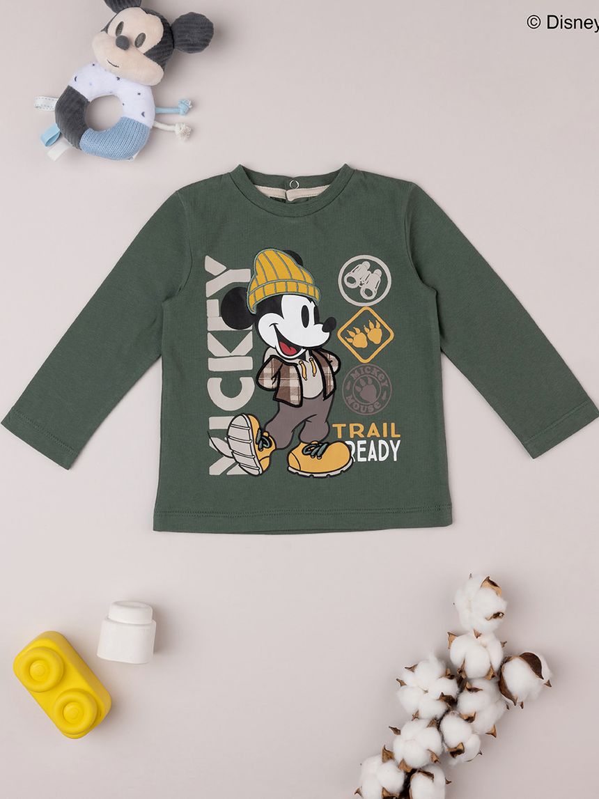 βρεφική μπλούζα πράσινη με το mickey για αγόρι - Prénatal