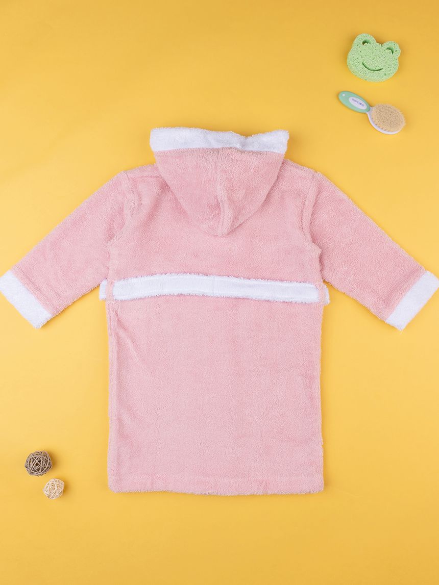παιδικό μπουρνούζι ροζ με κουκούλα για κορίτσι - Prénatal