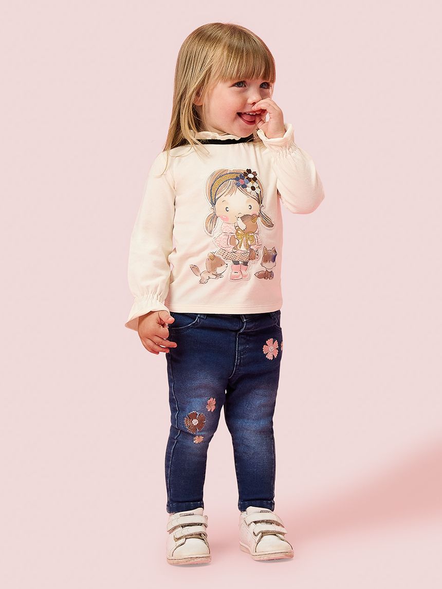 βρεφική μπλούζα κρεμ central park για κορίτσι - Prénatal