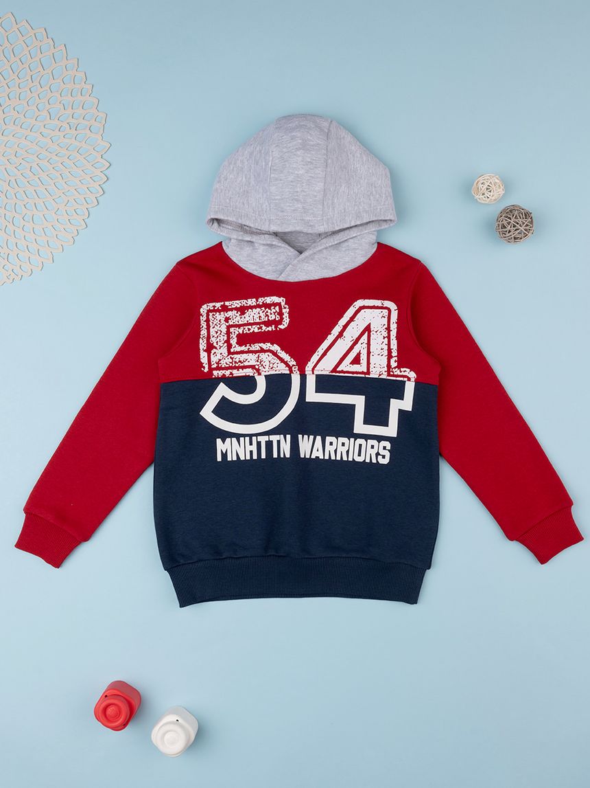 παιδική μπλούζα φούτερ τρίχρωμη manhattan warriors για αγόρι - Prénatal