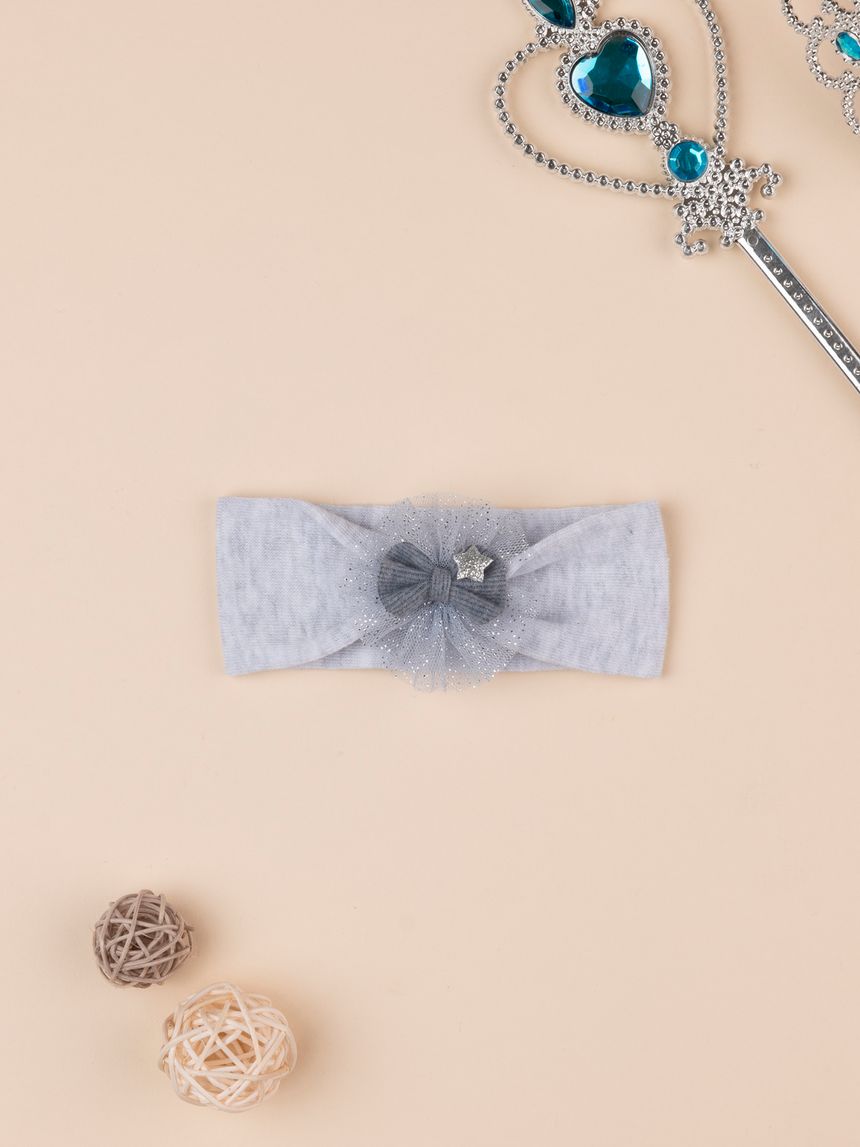 βρεφική κορδέλα μαλλιών γκρι με φιογκάκι για κορίτσι - Prénatal