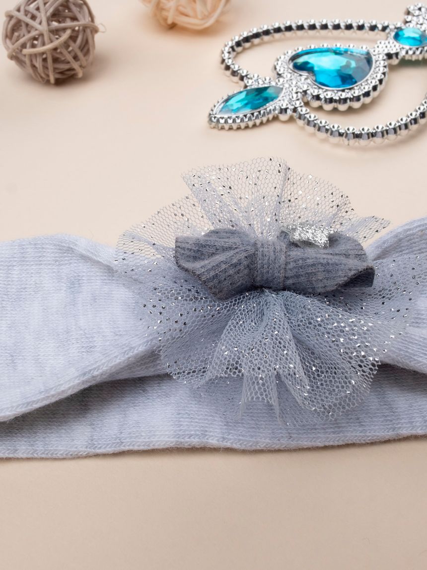 βρεφική κορδέλα μαλλιών γκρι με φιογκάκι για κορίτσι - Prénatal