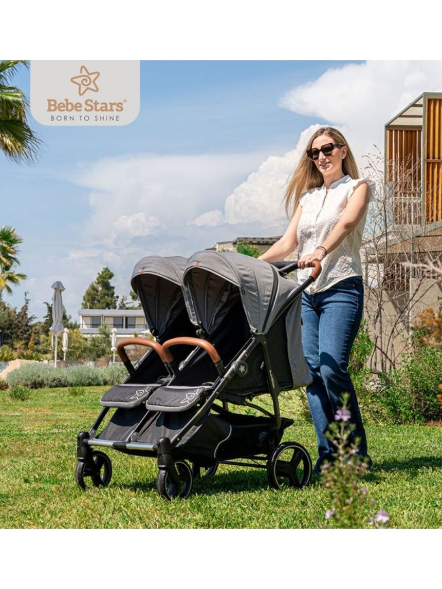 Bebe stars καρότσι διδύμων double trouble grey - Bebe Stars