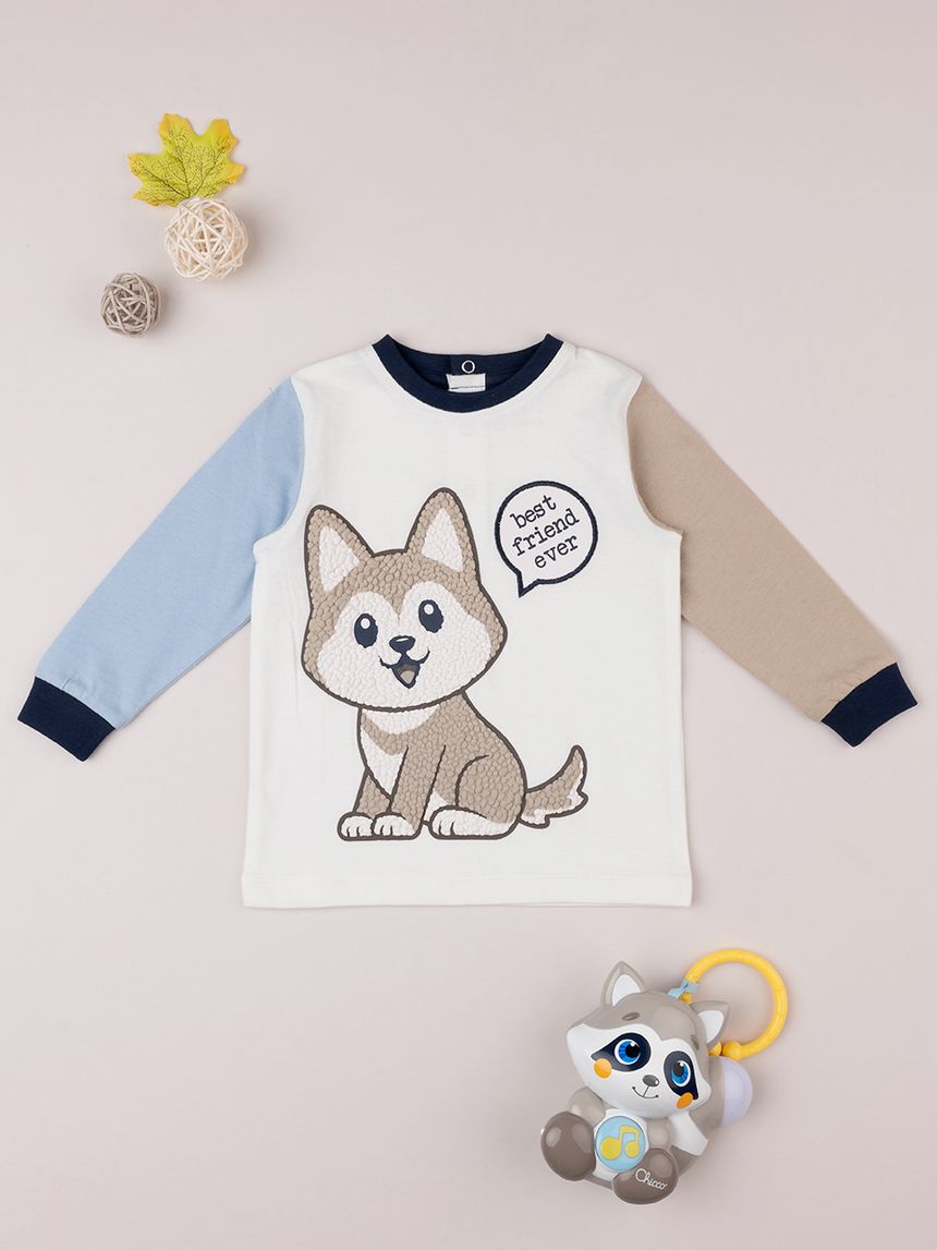 βρεφική μπλούζα λευκή artic για αγόρι - Prénatal