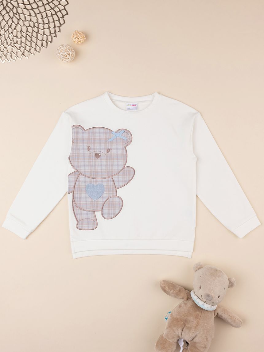 παιδική μπλούζα φούτερ λευκή με αρκουδάκι για κορίτσι - Prénatal