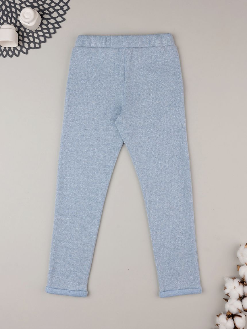 παιδικό παντελόνι φούτερ γαλάζιο lurex για κορίτσι - Prénatal